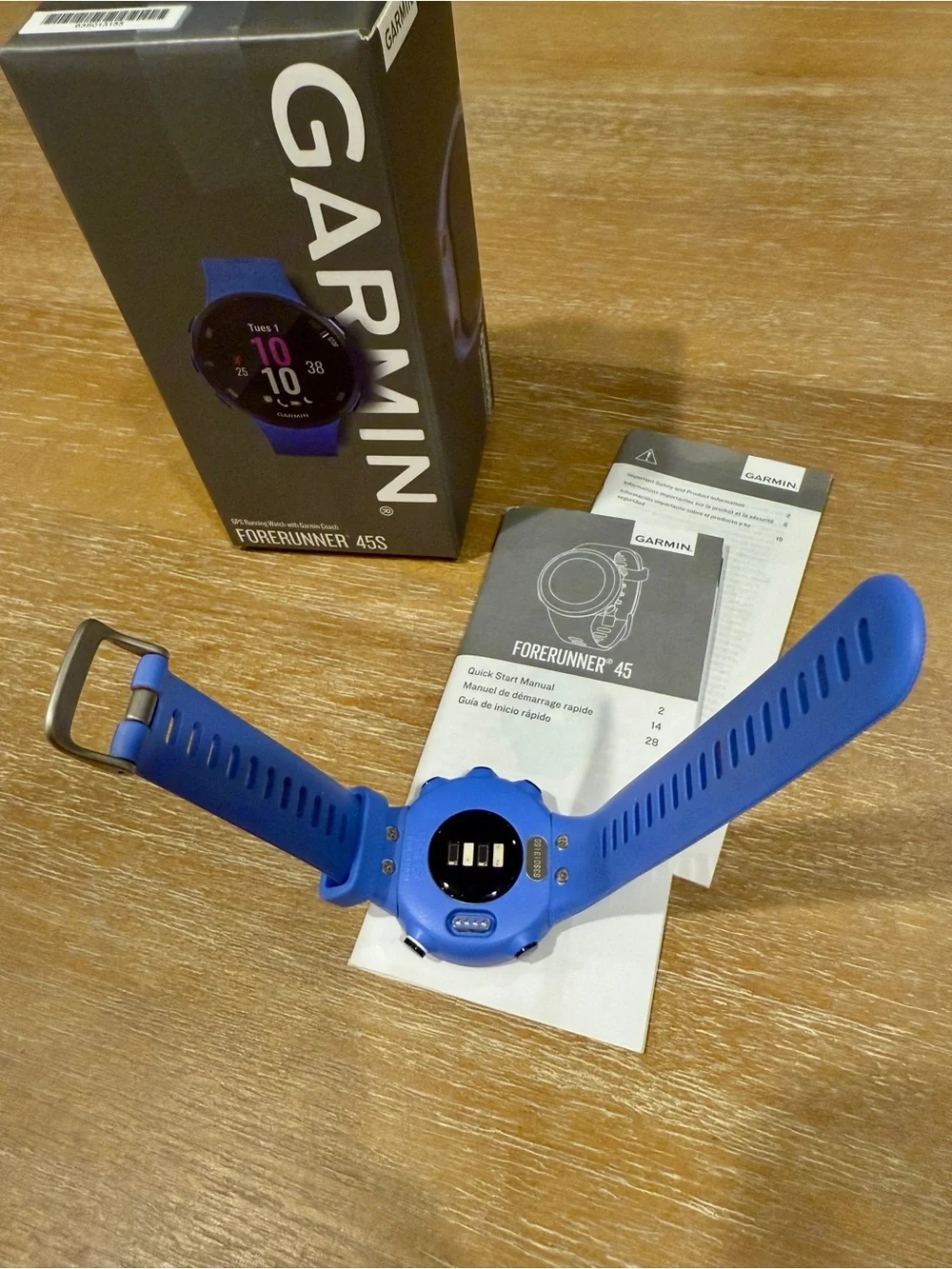 garmin Forerunner 45S Blue Sport GPS Watch with Manuals